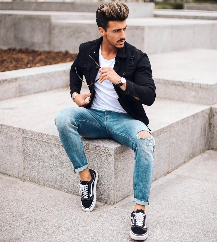 vans black jean jacket